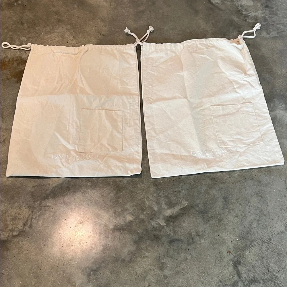 Authentic Bulgari Cream Drawstring Dust Bags - Set of Two